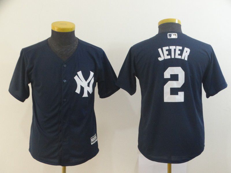 Youth New York Yankees #2 Jeter Blue MLB Jersey->new york yankees->MLB Jersey